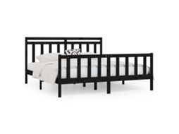 Bed Frame, Bed Frames Vidaxl Preto Madeira De Pinho (200 X 200 Cm)