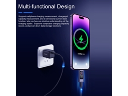Testador De Carregamento Celular Type-c Medidor De Energia Com Voltmeter E Tela Tft 4-30v 0-12a