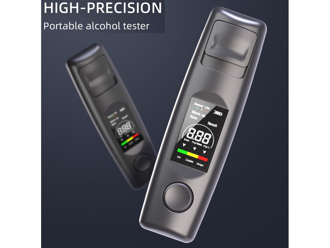 Detector de Álcool Portátil com Sopro Sem Contato, Testador Eletrônico com Display Lcd, Resposta Rápida 10s