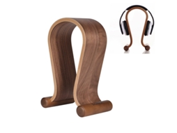 Suporte Para Auscultadores - Design Em U - Base De Exposição E Organização - Madeira De Nogueira