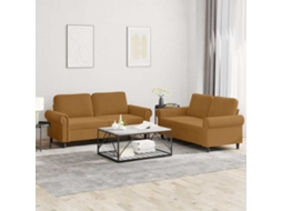 Vidaxl 2 Pcs Conjunto De Sofás Com Almofadões Veludo Castanho
