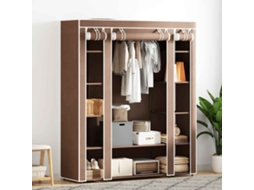 Vidaxl Armário Tecido C/ Compartimentos E Varões 45x150x176cm Castanho
