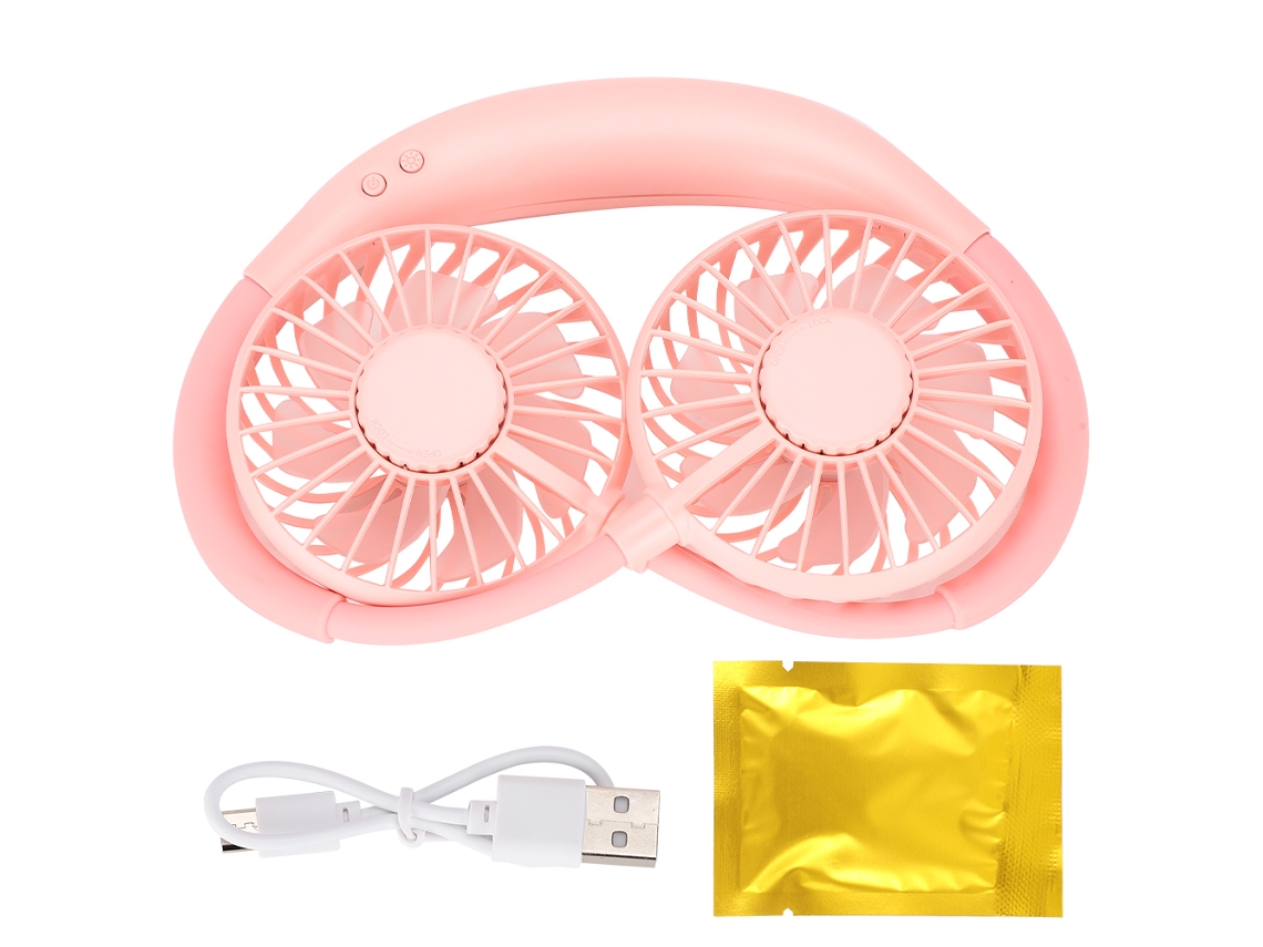 Ventilador Usb de Cuello Portátil Deportivo de Plástico Mini Colgante de 3 Velocidades Led Recargable