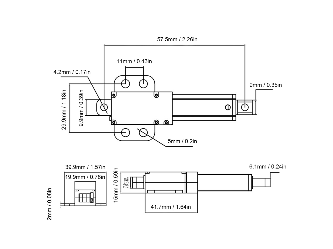 Atuador Linear Elétrico Mini 24v 10mm 20n
