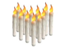 Velas Em Forma De Cônico Led, Operadas Por Bateria, Design Sem Chama, 12 Pcs 16.5cm
