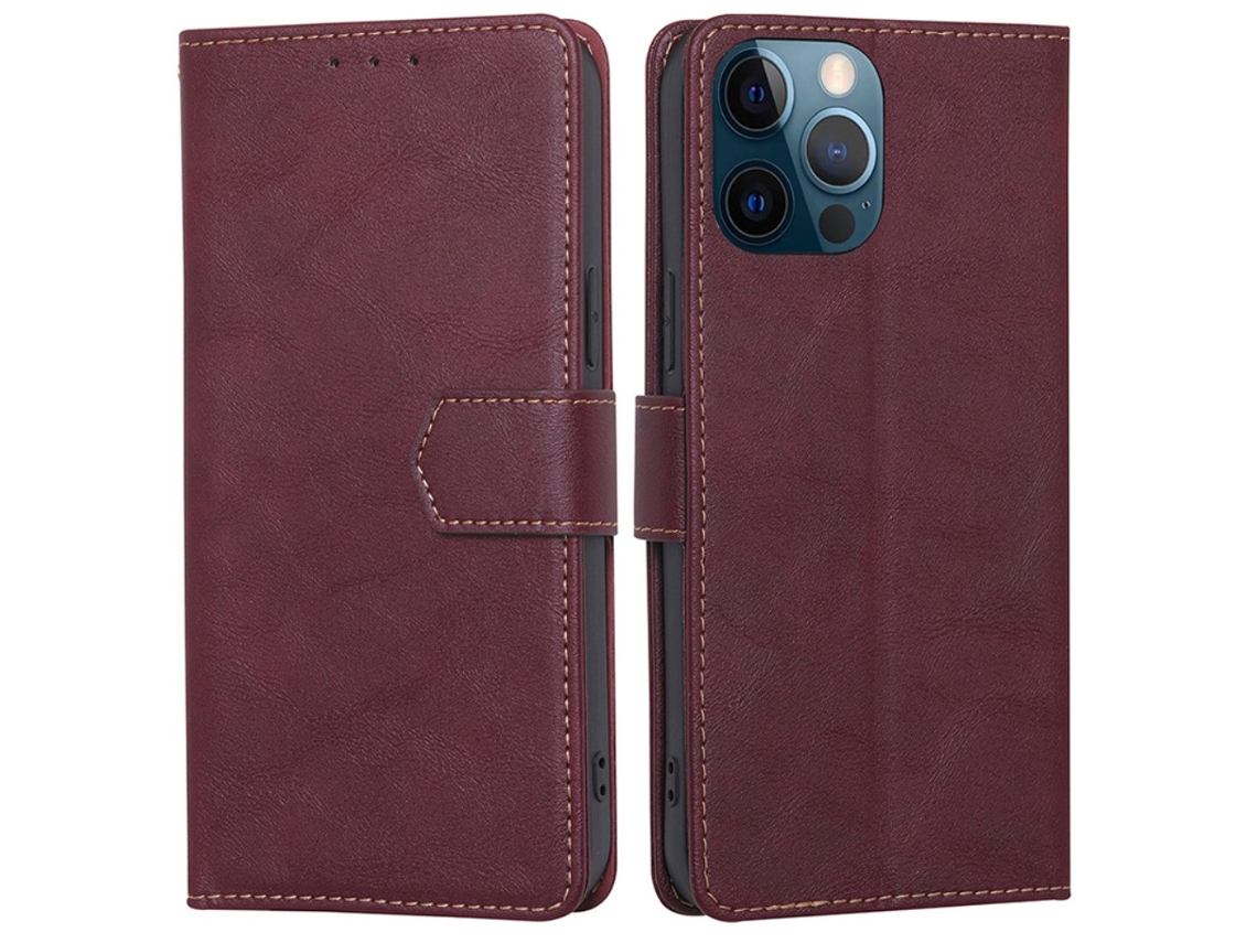 Capa Para Iphone 15 Pro Pele Sintética Magnética Vermelho