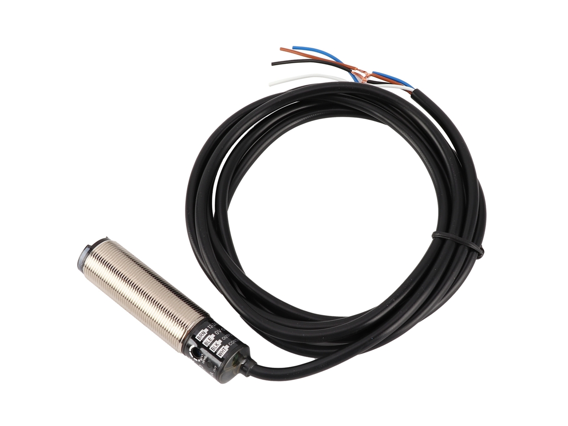 Sensor Fotoelétrico De Reflexão Difusa Cilíndrico Laxiscreed Com 4 Fios Para Controlo De Potência 12-24vdc