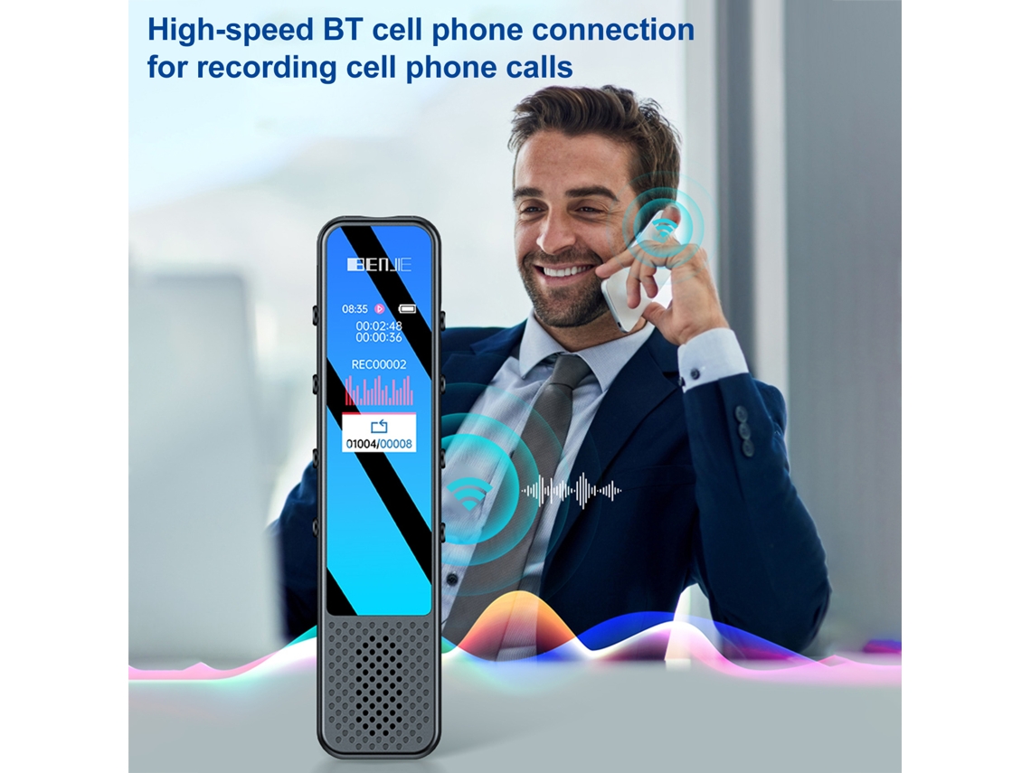 Gravador de Voz LAXISCREED 3 Microfones Bluetooth