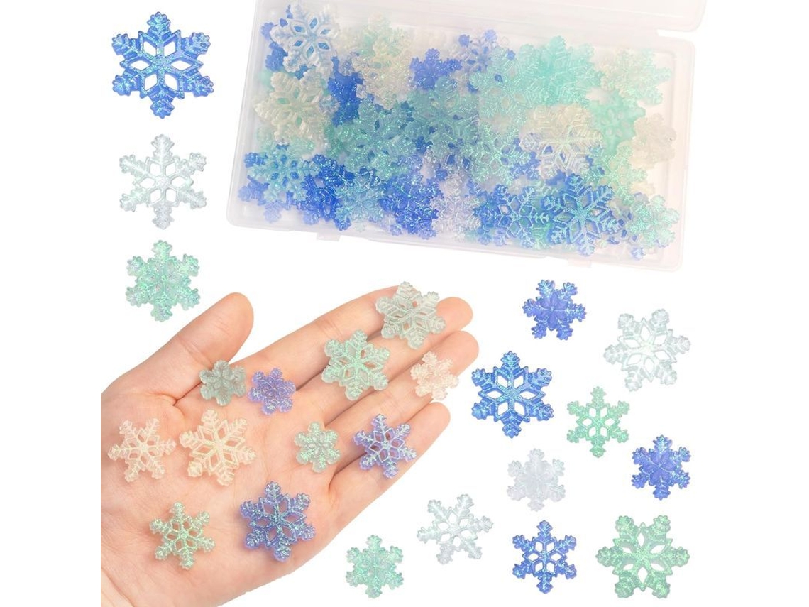 Decorações de Flocos de Neve Mini, 90 Peças, Brilho, Artesanato Natalino | S/MARCA
