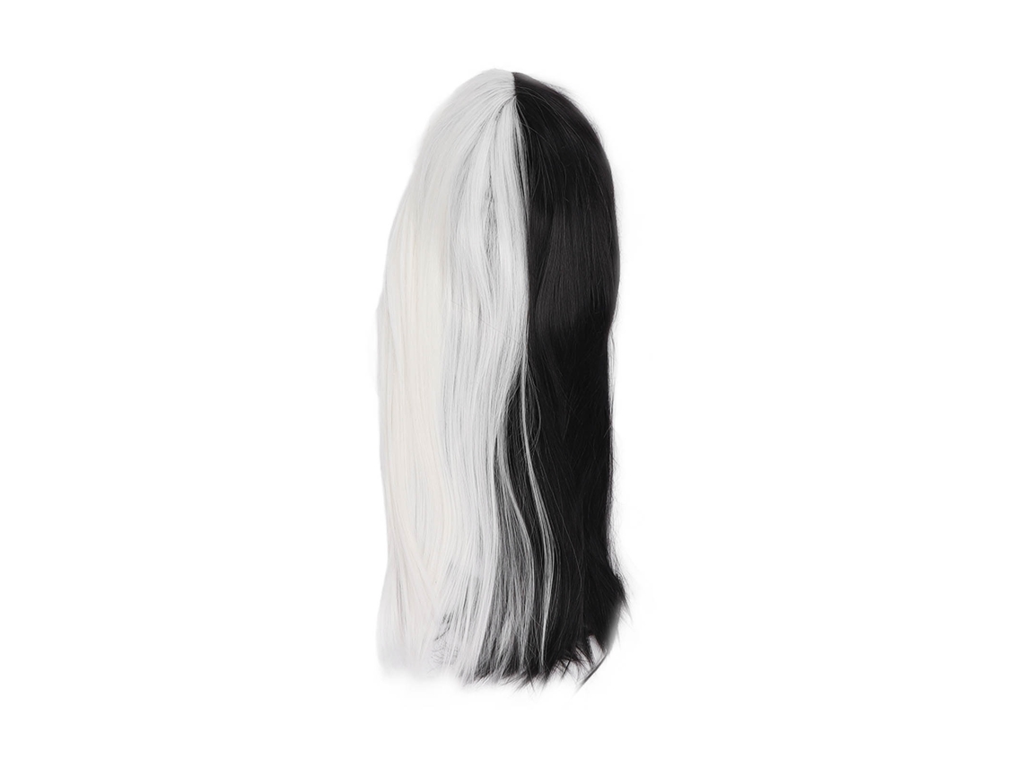 Peluca De Cosplay Sintética Larga Recta Mujer Color Negro Y Blanco