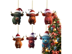 Enfeites De Vaca Das Terras Altas Para Árvore De Natal, Pingente Plano 2d Para Festa |