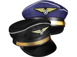 Conjunto De 2 Chapéus De Piloto Estilo Militar, Azul E Preto, Leves E Confortáveis Em Poliéster.