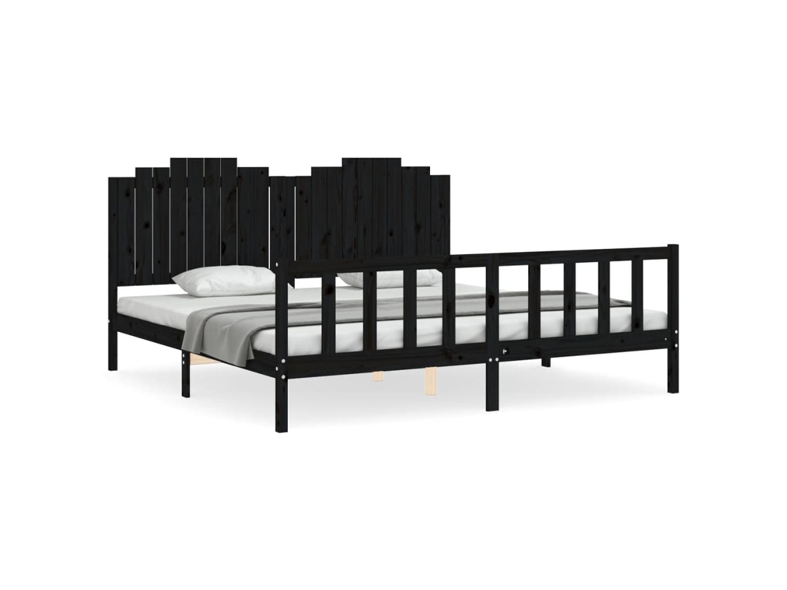 Bed Frame, Bed Frames Vidaxl Preto Madeira De Pinho (200 X 200 Cm)