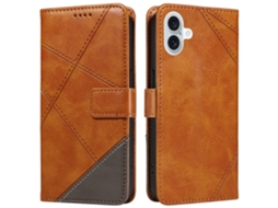 Capa Em Couro Pu Textura De Gémeo Para Apple Iphone 16 Plus - Castanho