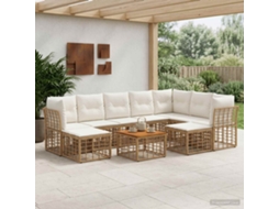 Vidaxl Conjunto De Sofás Para Exterior 10 Pcs Natural E Branco Creme