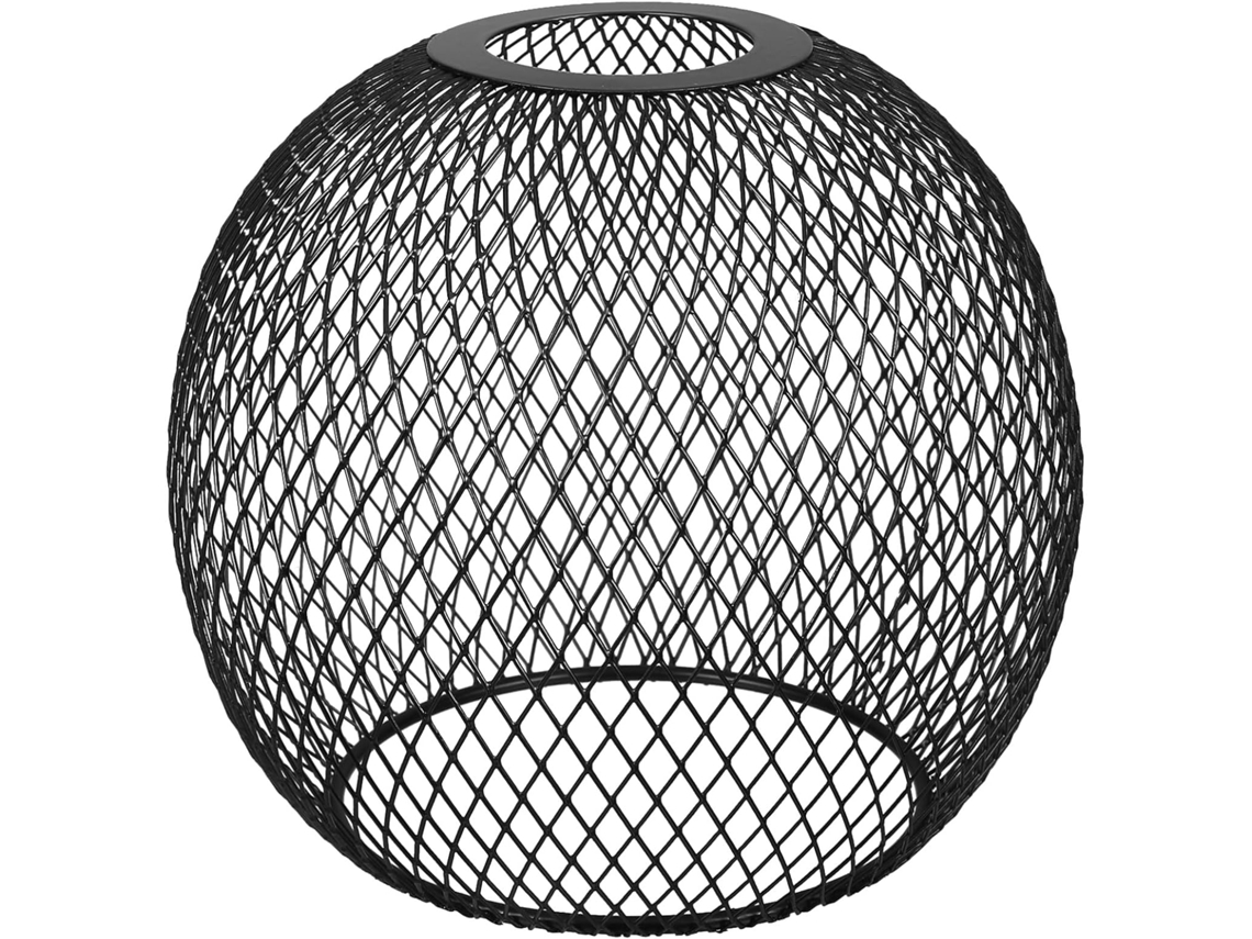 Abajur Vazado de Metal para Luminária Pendente Vintage com Estrutura Esférica, Estilo Industrial, Preto. SFUSHOS