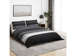 Vidaxl Conjunto De Capa De Edredão 200x200 Cm Algodão Preto E Branco