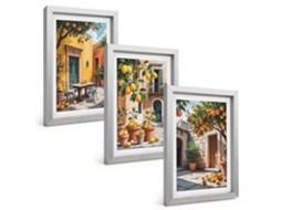 Composição De Quadros Frutas Cítricas No Jardim Espelharte (3 Peças 20x30 Cm)