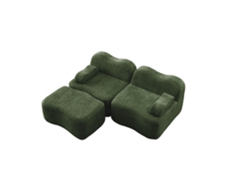 Sofá Modular Boneless 2 Lugares Em L Com Ottoman, Almofadas Móveis, Sem Montagem, Ideal Para Sala E Apartamento, Verde