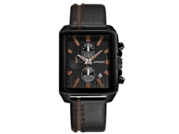 Relógio Sanda 5003 Three Eye De Seis Pinos, Multiuso, Esportivo, Masculino, Com Pulseira De Couro, Resistente À Água, Quartzo (preto)