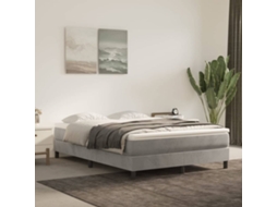 Estrutura de cama sem colchão 140x190 cm veludo cinzento-claro