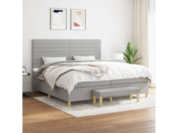 Vidaxl Cama Com Molas/colchão 200x200 Cm Tecido Cinza-claro