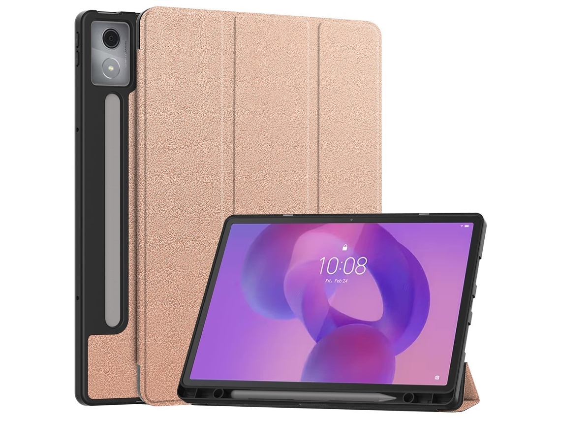 Capa dupla em couro rosa dourado para Lenovo Idea Tab Pro
