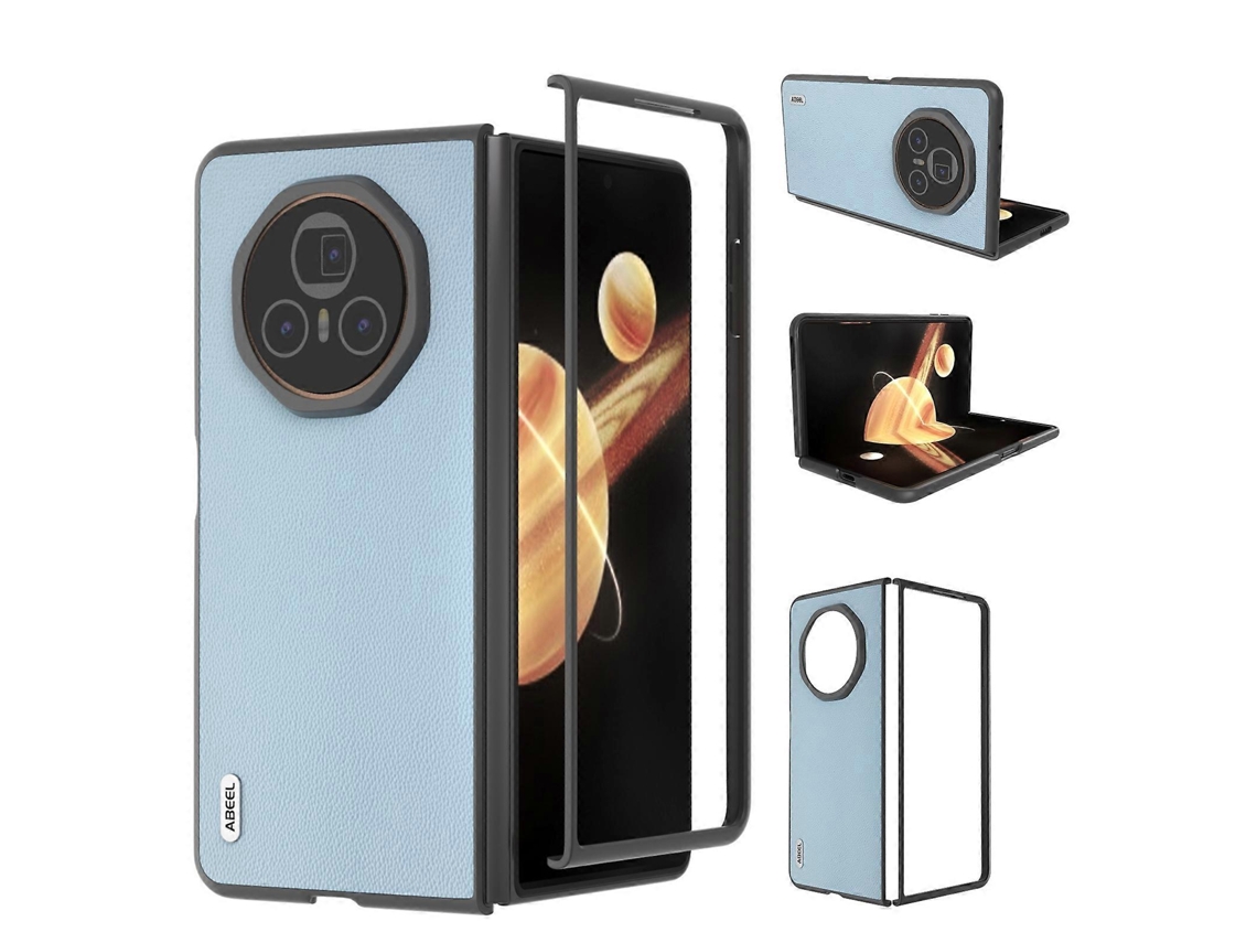 Capa De Couro Elegante Com Bordas Pretas Abeel Para Honor Magic V3