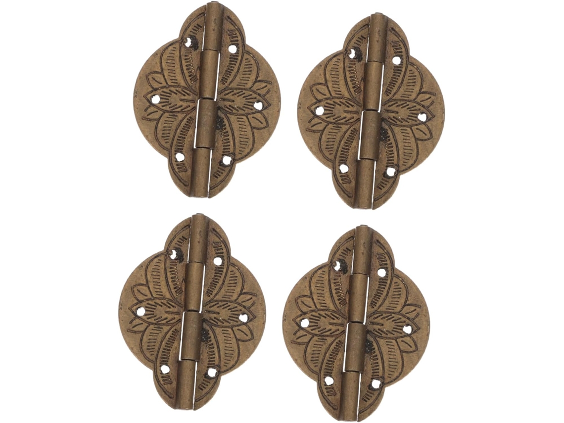 Conjunto De 4 Dobradiças Latão Antigo Para Portas Armário, 42x31mm, Para Projetos De Vitrines E Caixas Joias