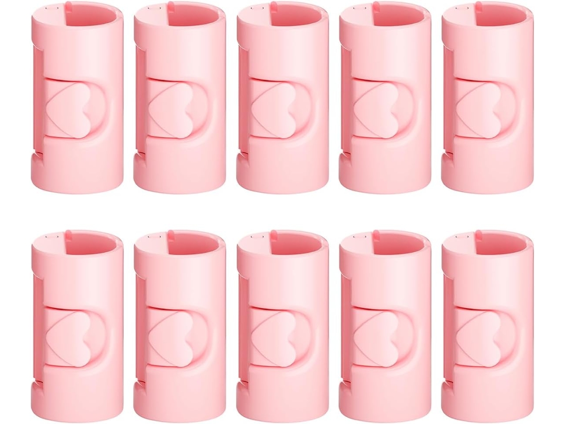Prendedores De Lençóis, 10 Unidades. Folhas Cilíndricas De Plástico Antiderrapante. Aquaforge (rosa)