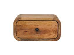 Mini Criado Mudo Em Madeira Maciça Marrom Com 1 Gaveta, Marrom Artisan Furniture