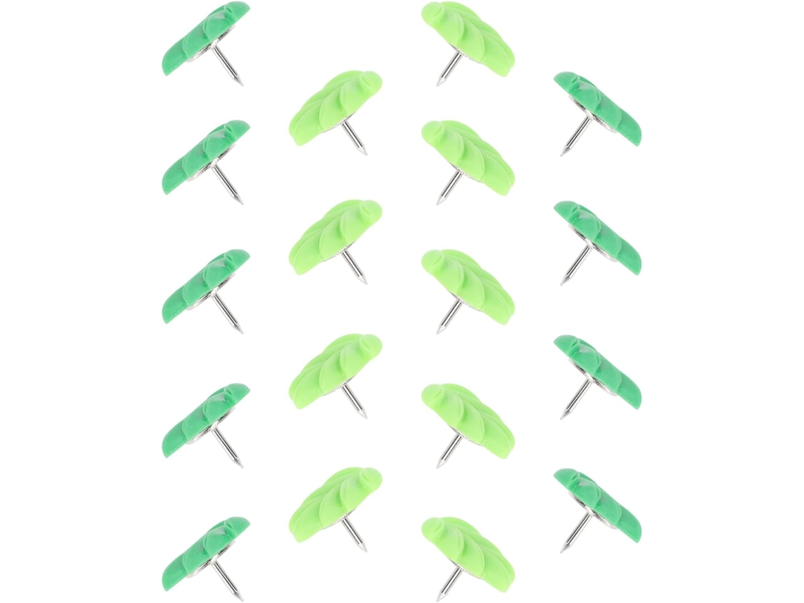 Alfinetes decorativos em formato de folha verde, contas de plástico e metal, pacote com 20 unidades, ideais para