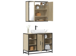 Vidaxl 2 Pcs Conj. Móveis Casa Banho Derivados Madeira Carvalho Sonoma