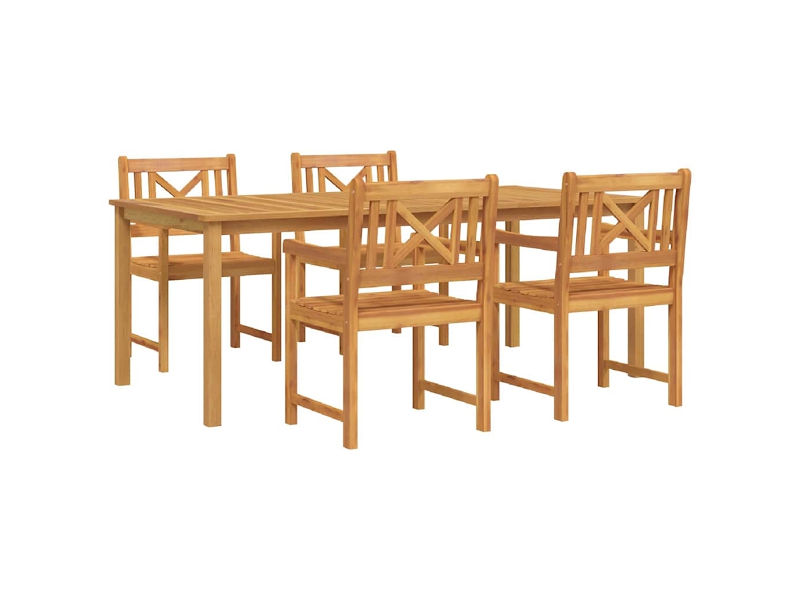 Conjunto 5 Móveis De Jardim Vidaxl Castanho Madeira De Acácia Maciça (150 X 90 X 74 Cm)