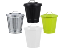 Conjunto de 4 Lixeiras Metálicas Compactas Topbathy com Tampa e Suporte para Plantas, Ideais Escritório, Quart
