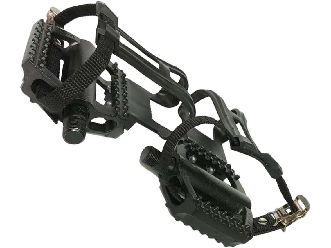Pedais robustos para bicicleta ergométrica, com compressão ajustável.