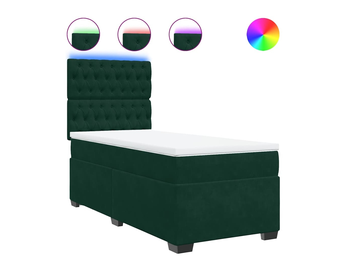 Cama com Molas/colchão 90x200 Cm Veludo Verde escuro MAISON EXCLUSIVE