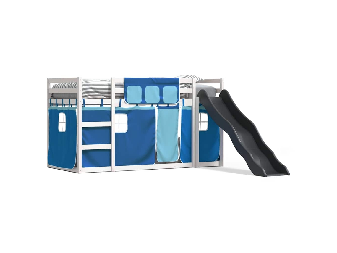 Beliche com Escorrega e Cortinas 90x200 Cm Azul MAISON EXCLUSIVE