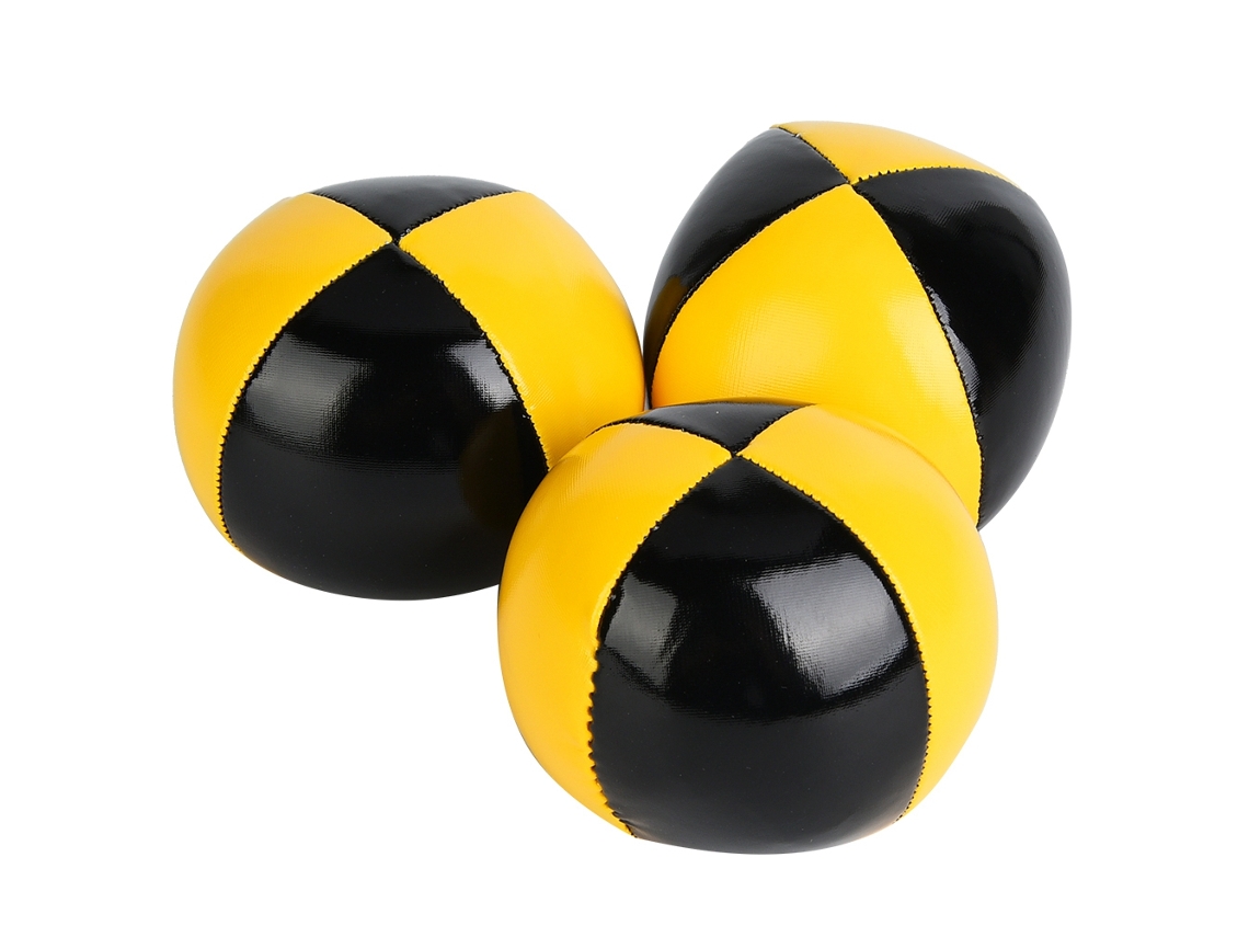 3pcs Bola De Jogo De Malabarismo Thud Amarelo Preto Pu Para Iniciantes Conjunto De Malabarismo
