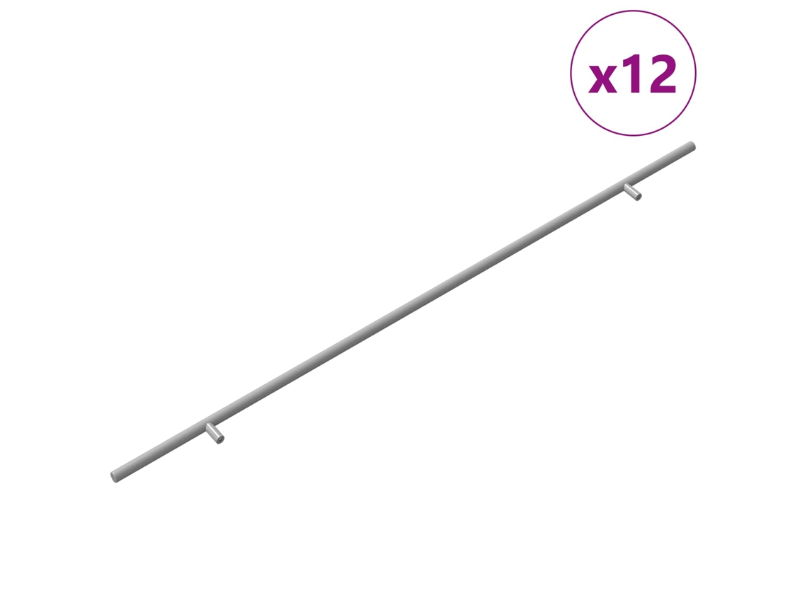 Conjunto 12 Maçaneta De Armário Vidaxl Prateado Aço (800 Mm)