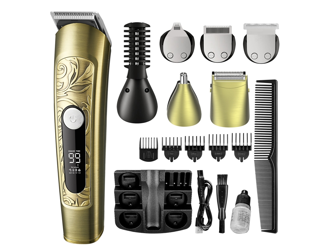 Aparelhos De Corte De Cabelo Sem Fio Para Homens Kit De Barbear 6 Em 1 Recarregável E À Prova D'água