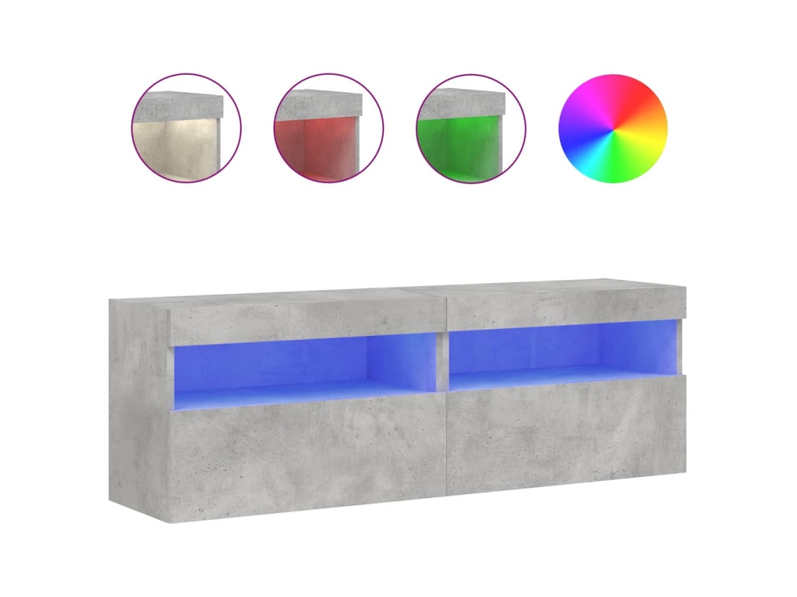 Conjunto de Móveis de Parede para Tv com Luzes Led 2 Pcs Cinzento Cimento MAISON EXCLUSIVE