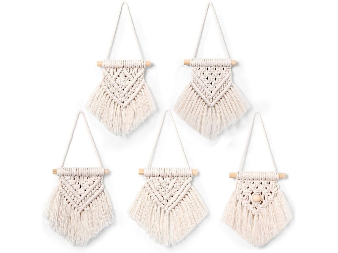 2026 5 Peças Mini Macramé Pendurado na Parede Decoração Técido Manual Tapete para Apartamento Quarto