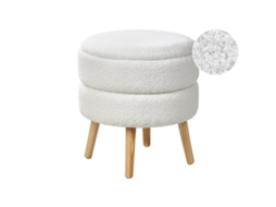 Banco Em Bouclé De Charme Escandinavo Beliani Okaton De Bouclé Branco 44x44x48
