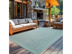 Tapete Para Exteriores Resistente À Chuva 160 X 230 Cm - Penteado Plano - Polipropileno - Tapete Para Jardim/patio - Aviso De Segurança - Sustentável