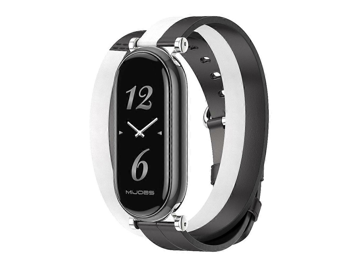 Pulseira De Couro Mijobs Gt4 Com Argola Dupla Para Xiaomi Mi Band 8 / 9 / 9 Nfc
