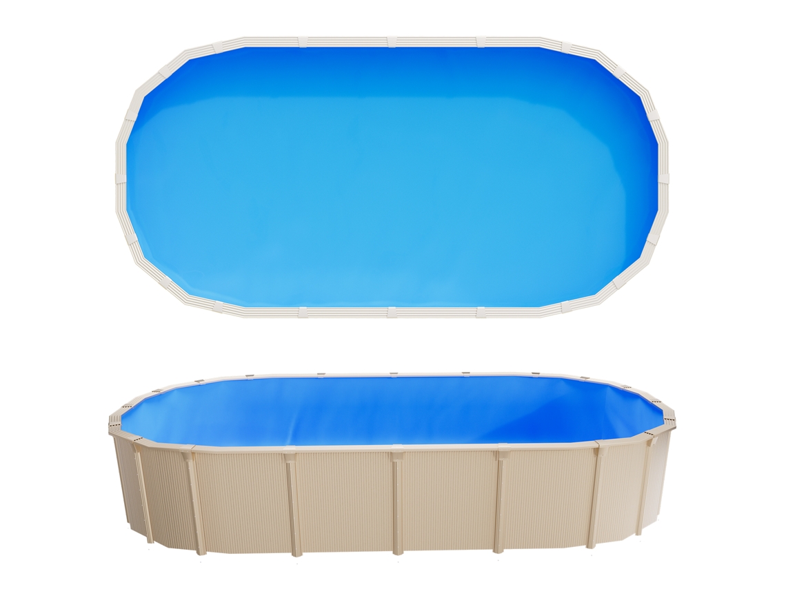 Revestimento oval para piscina VEVOR, 375x732 cm, com sistema Unibead e 120 cm de vinil para paredes, azul.