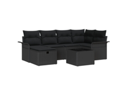 Conjunto 7 Conjunto De Sofá De Jardim Vidaxl Preto Vime Pe (55 X 55 X 37 Cm)