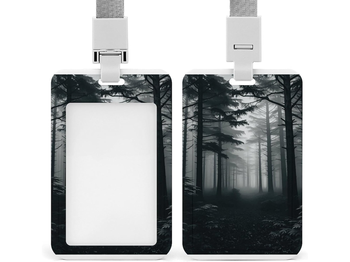 Clipe Crachá, Porta Cartões Charmoso Com Estampa Em Preto E Branco Cordão, Ideal Escritórios, Reuniões De
