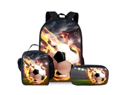 Mochila Escolar Panoona Conjunto De Lancheira E Estojo Com 3 Peças, Impressão 3d Futebol (17 Polegadas) Estilo 2